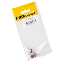 Переходник антенный, (гнездо F - штекер TV), угловой (1шт.) (пакет) PROconnect
