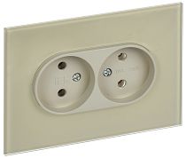 SKANDY Розетка 2-местная без заземления без защитных шторок для плоской вилки 10А SK-R03B стекло бежевый IEK