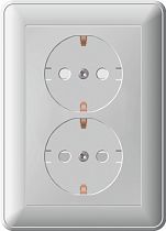 Wessen 59 Белый Розетка 2-ая с заземлением  со шторками (в сборе с рамкой) Systeme Electric (Schneider Electric)