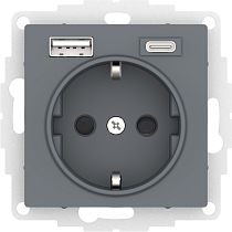 AtlasDesign Грифель Розетка 16А C 2 USB A+С, 5В/2,4 А, 2Х5В/1,2 А Systeme Electric (Schneider Electric)