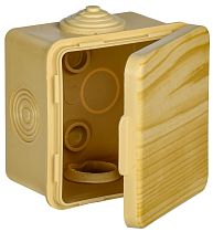 Коробка распаячная КМ для открытой проводки с откидной крышкой 65х65х50мм IP54 4 гермоввода сосна  IEK