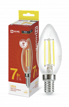 Лампа светодиодная LED-СВЕЧА-deco 7Вт 230В Е14 3000К 810Лм прозрачная IN HOME Лампа светодиодная LED-СВЕЧА-deco 7Вт 230В Е14 3000К 810Лм прозрачная IN HOME