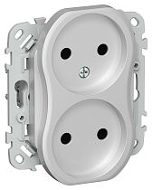 FLITE Розетка 2-местная без заземления без защитных шторок безвинтовое крепление 10А РС02-1-ФлА алюминий IEK