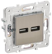 SKANDY Розетка USB A+A 3,1А SK-R15N металл никель IEK