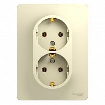 Glossa Бежевый Розетка двойная с заземлением (в сборе с рамкой) Systeme Electric (Schneider Electric)