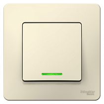 Blanca скрытая установка Молочный Выключатель 1 клавишный  с подсветкой  6А Systeme Electric (Schneider Electric)