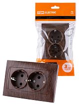 Розетка двойная 2П+З 16А 250В с защ. шт. венге "Лама"  TDM