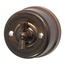 Выключатель двухклавишный,серия "ЛИЗЕТТА", пластик, цвет Бронзовый век Bironi