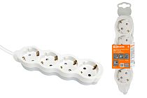 Удлинитель бытовой "Люкс" УЛ04 4 гнезда, 5м, с/з, с з/ш, ПВС 3х1мм2 16А/250В бело-серый  TDM