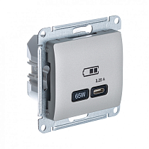 Glossa Платина Розетка USB тип-C 65W высокоскор.заряд. QC, PD, механизм Systeme Electric (Schneider Electric)