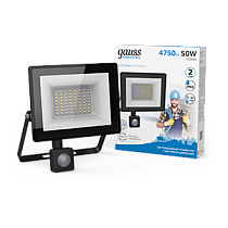 Прожектор светодиодный Gauss Elementary-S 50Вт 3450lm 6500К 175-265V IP65 черный с датчиком движения