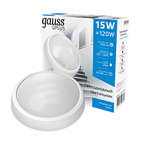 Светильник светодиодный ЖКХ Gauss IP54 d175х76мм 15Вт 1250lm 6500K Qplus круглый