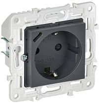 SKANDY Розетка с заземлением с защитными шторками 16А с USB C 18Вт SK-R17T титан IEK