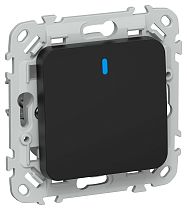 FLITE Выключатель 1-клавишный с индикацией 10А ВС11-1-1-ФлЧ черный IEK