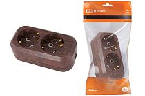 Колодка розеточная 2 гнезда 2П+З 16А 250В "Эко" (бук)  TDM