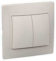 ВС10-2-0-ККм Выключатель 2клавишный 10А КВАРТА (кремовый) IEK