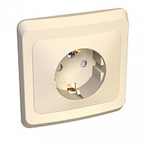 ЭТЮД скрытая установка Кремовый Розетка одинарная с заземлением со шторками Systeme Electric (Schneider Electric)