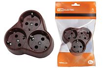 Блок на 3 гнезда 2П+З круглый 16А 250B "Эко" (бук)  TDM