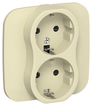 FLITE Розетка 2-местная с заземлением с защитными шторками безвинтовое крепление 16А РСш12-1-А-ФлН навахо IEK