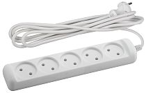 Удлинитель электрический ЭРА без заземления 5 розеток 3м ПВС 2x1 10А, Белый, U-5-3m-2x1