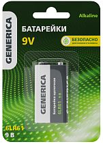 Батарейка щелочая Alkaline 6LR61 9V (1шт/блистер) GENERICA IEK
