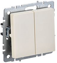 BRITE Выключатель 2-клавишный проходной 10А ВС10-2-6-БрКр бежевый  IEK