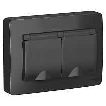 Blanca скрытая установка Антрацит Розетка двойная с заземлением IP44 со шторками, 16А Systeme Electric (Schneider Electric)