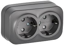 GLORY Розетка 2-местная для открытой установки с заземлением с защитными шторками 16А РСш22-3-ХСм сталь матовый IEK GLORY Розетка 2-местная для открытой установки с заземлением с защитными шторками 16А РСш22-3-ХСм сталь матовый IEK