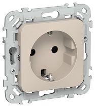 FLITE Розетка с заземлением с защитными шторками безвинтовое крепление 16А РСш11-1-ФлЛ льняной IEK
