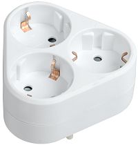 Тройник Т-01/03 3 места 2P+PE 16А треугольный белый  IEK