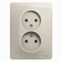 Glossa Молочный Розетка 2 постовая без заземления (в сборе с рамкой) Systeme Electric (Schneider Electric)