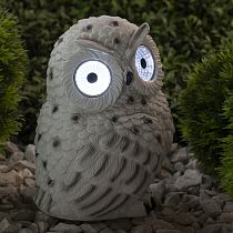 Садовая фигура ЭРА ERAFYS01-09 Сова, на солнечной батарее, светодиодный, полистоун, 19 см