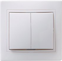 Выключатель двухклавишный 1п СП Кварта 10А IP20 ВС10-2-0-КБ керамический основание белый  IEK