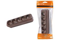 Колодка розеточная 5 гнезд 2П+3 16А 250В "Эко" (бук)  TDM