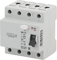 УЗО ВД1-63 Электромеханическое 3P+N 16А 30mA NO-902-43 ЭРА Pro