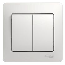 Glossa Белый Выключатель 2 клавишный , сх.5, 10АХ (в сборе с рамкой) Systeme Electric (Schneider Electric)