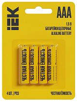 Батарейка щелочная Alkaline LR03/AAA (4шт/блистер) IEK Батарейка щелочная Alkaline LR03/AAA (4шт/блистер) IEK