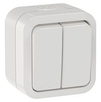 TORS Выключатель двухклавишный 10А IP55 TS305 белый IEK