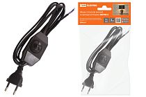 Шнур с плоской вилкой и светорегулятором ШУ05С2 (200Вт, RL) ШВВП 2х0,75мм2 2м. черный  TDM Шнур с плоской вилкой и светорегулятором ШУ05С2 (200Вт, RL) ШВВП 2х0,75мм2 2м. черный  TDM