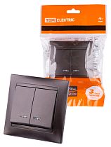 Выключатель 2 кл. с подсветкой 10А шоколад "Лама"  TDM