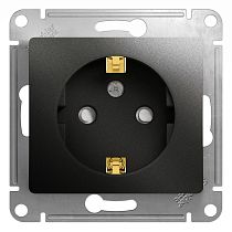 Glossa Антрацит Розетка с заземлением со шторками, 16А Systeme Electric (Schneider Electric)