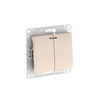 Glossa Бежевый Выключатель 2-кл. с подсветкой, сх.5а, 10АХ, мех., быстрозажим. клемм