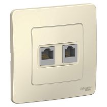 Blanca скрытая установка Молочный Розетка RJ11+RJ45 кат.5e Systeme Electric (Schneider Electric)