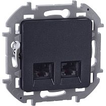INSPIRIA Розетка компьютерная двойная RJ45 категория 6 UTP антрацит INSPIRIA Розетка компьютерная двойная RJ45 категория 6 UTP антрацит
