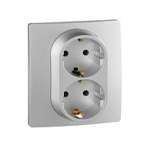 Розетка Legrand Etika 672423 алюминий двухместная с заземлением винтовые клеммы 16А 250 В Legrand Розетка Legrand Etika 672423 алюминий двухместная с заземлением винтовые клеммы 16А 250 В Legrand
