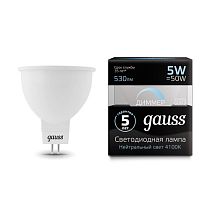 Лампа светодиодная Gauss MR16 GU5.3-dim 5Вт 530lm 4100K диммируемая Лампа светодиодная Gauss MR16 GU5.3-dim 5Вт 530lm 4100K диммируемая