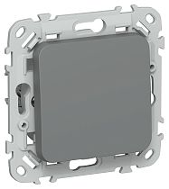 FLITE Выключатель 1-клавишный 10А ВС11-1-0-ФлМА мокрый асфальт IEK