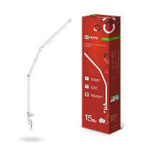 Светильник наст сд PLUS ССC-02Б 15Вт 3000-6500К 600Лм USB, с адаптером, струбц БЕЛЫЙ IN HOME Светильник наст сд PLUS ССC-02Б 15Вт 3000-6500К 600Лм USB, с адаптером, струбц БЕЛЫЙ IN HOME