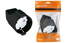 Кабельная розетка 2П+3 с з/ш 16А 250B черная  TDM Кабельная розетка 2П+3 с з/ш 16А 250B черная  TDM