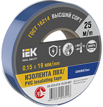 Изолента 0,15х19мм синяя 25м IEK Изолента 0,15х19мм синяя 25м IEK